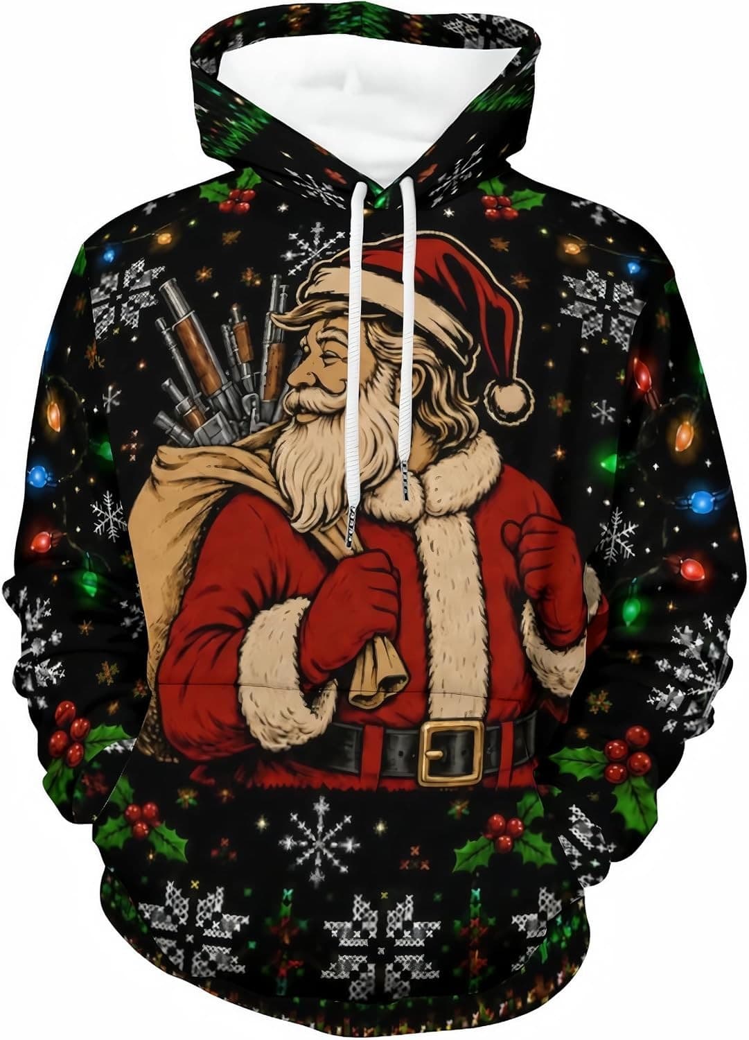 Tactical Santa Christmas Hoodie,Gift Sack Ugly Sweater,Unisex L | Ugly Sweatshir