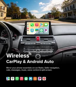 10in Android 13 Car Stereo Wireless CarPlay Android Auto Honda Accord 08-12 GPS gallery image 2