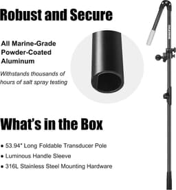 Fishfinders Foldable Live Scope Transducer Pole FFS Mount | Heavy Duty Marine Al gallery image 5