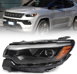H-JPZNZ-22DD-G Black 2022 Left Full LED Headlight Jeep Compass 2022 2025 | w/DRL gallery image 1