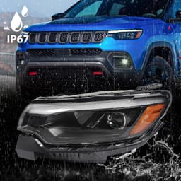 H-JPZNZ-22DD-G Black 2022 Left Full LED Headlight Jeep Compass 2022 2025 | w/DRL gallery image 3