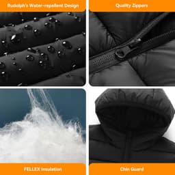 Duster Coat Outerwear Black Kids Heated Jacket 10000mAh Battery Lightweight Wint gallery image 3