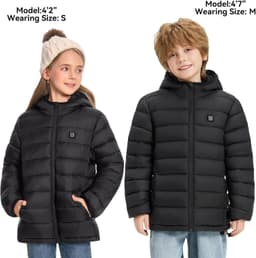 Duster Coat Outerwear Black Kids Heated Jacket 10000mAh Battery Lightweight Wint gallery image 4