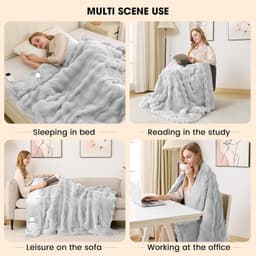 LY140X200-W Blankets & Throws Grayish-white Electric Heated Blanket Bubble Faux gallery image 4