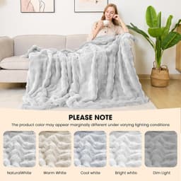 LY140X200-W Blankets & Throws Grayish-white Electric Heated Blanket Bubble Faux gallery image 5