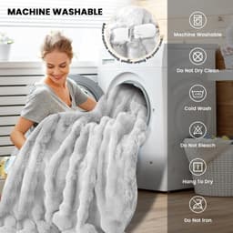 LY140X200-W Blankets & Throws Grayish-white Electric Heated Blanket Bubble Faux gallery image 7