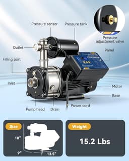 HT-519VSCP-XN Booster Pumps Silver Whole House Water Pressure Booster Pump Adjus gallery image 4