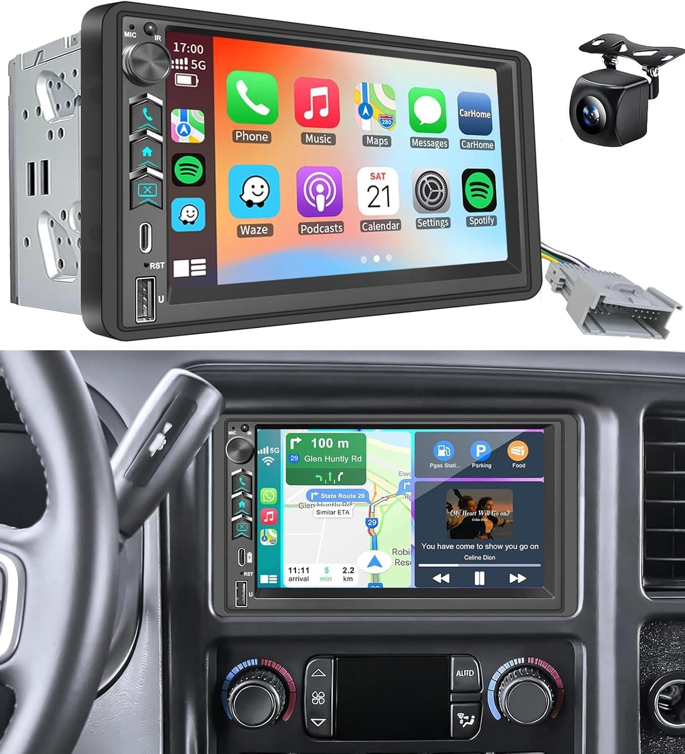 Video In-Dash Units w/GPS 2003 Car Radio Stereo CarPlay Android Auto 2006 Chevy