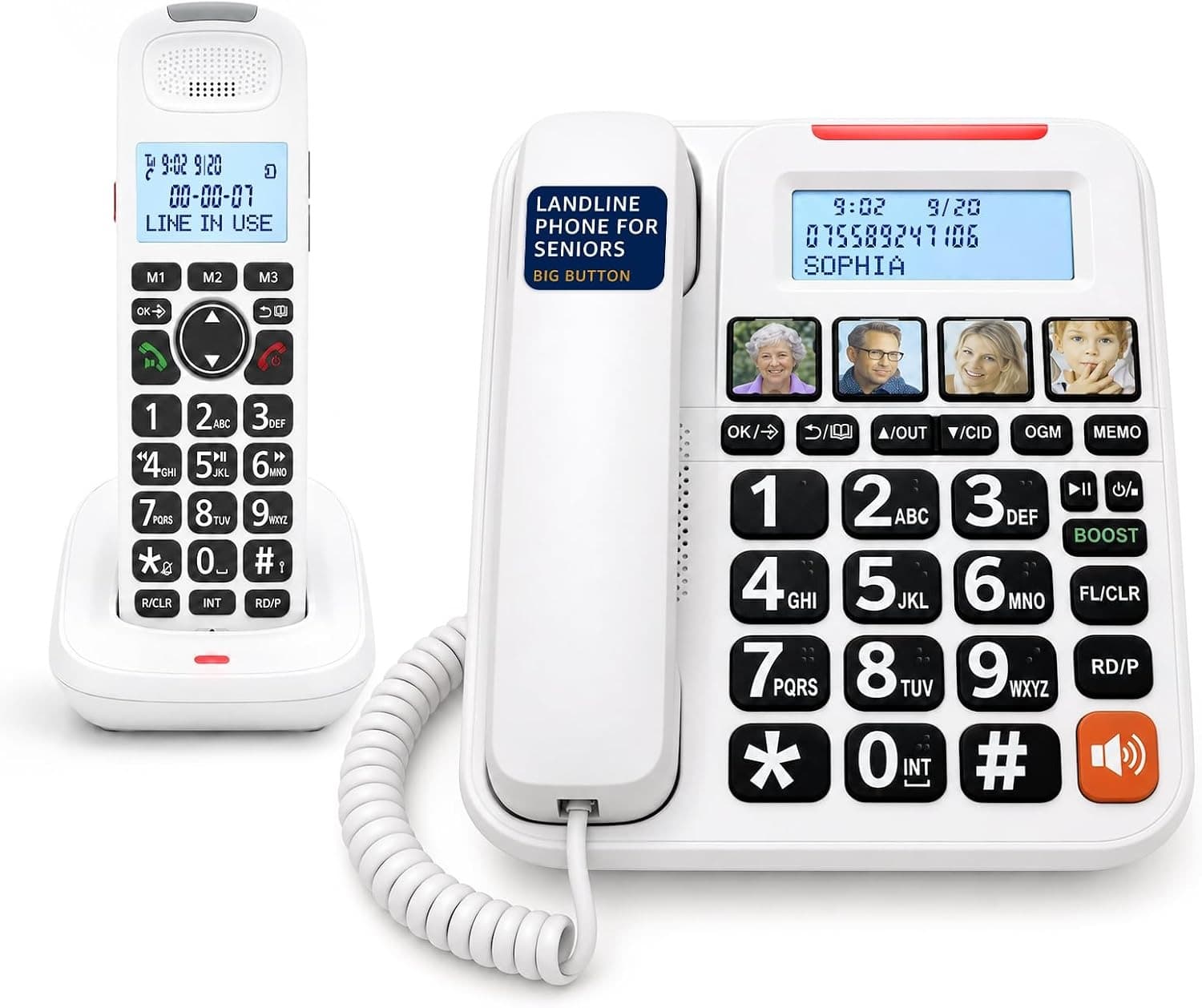 .com Corded Cordless Phone Answering Machine Phones Seniors Big Button Phone Sen