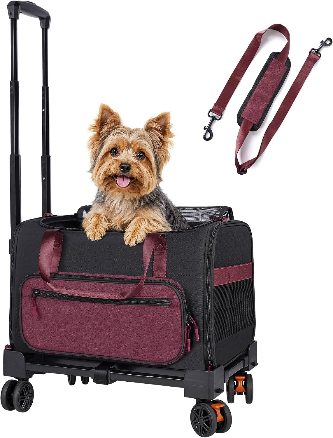 Carriers & Totes Pet Carrier Wheels Airline Approved Small Dogs Red Kit Wireless