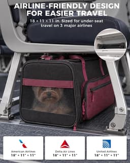 Carriers & Totes Pet Carrier Wheels Airline Approved Small Dogs Red Kit Wireless gallery image 2