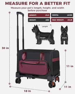 Carriers & Totes Pet Carrier Wheels Airline Approved Small Dogs Red Kit Wireless gallery image 3