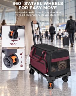 Carriers & Totes Pet Carrier Wheels Airline Approved Small Dogs Red Kit Wireless gallery image 4