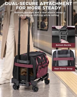 Carriers & Totes Pet Carrier Wheels Airline Approved Small Dogs Red Kit Wireless gallery image 5
