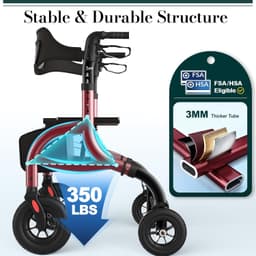 Walkers & Canes W5 Walkers Seniors Seat 10 inch All Terrain Rollator Walker Kit gallery image 2