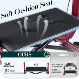 Walkers & Canes W5 Walkers Seniors Seat 10 inch All Terrain Rollator Walker Kit gallery image 4