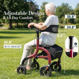 Walkers & Canes W5 Walkers Seniors Seat 10 inch All Terrain Rollator Walker Kit gallery image 5