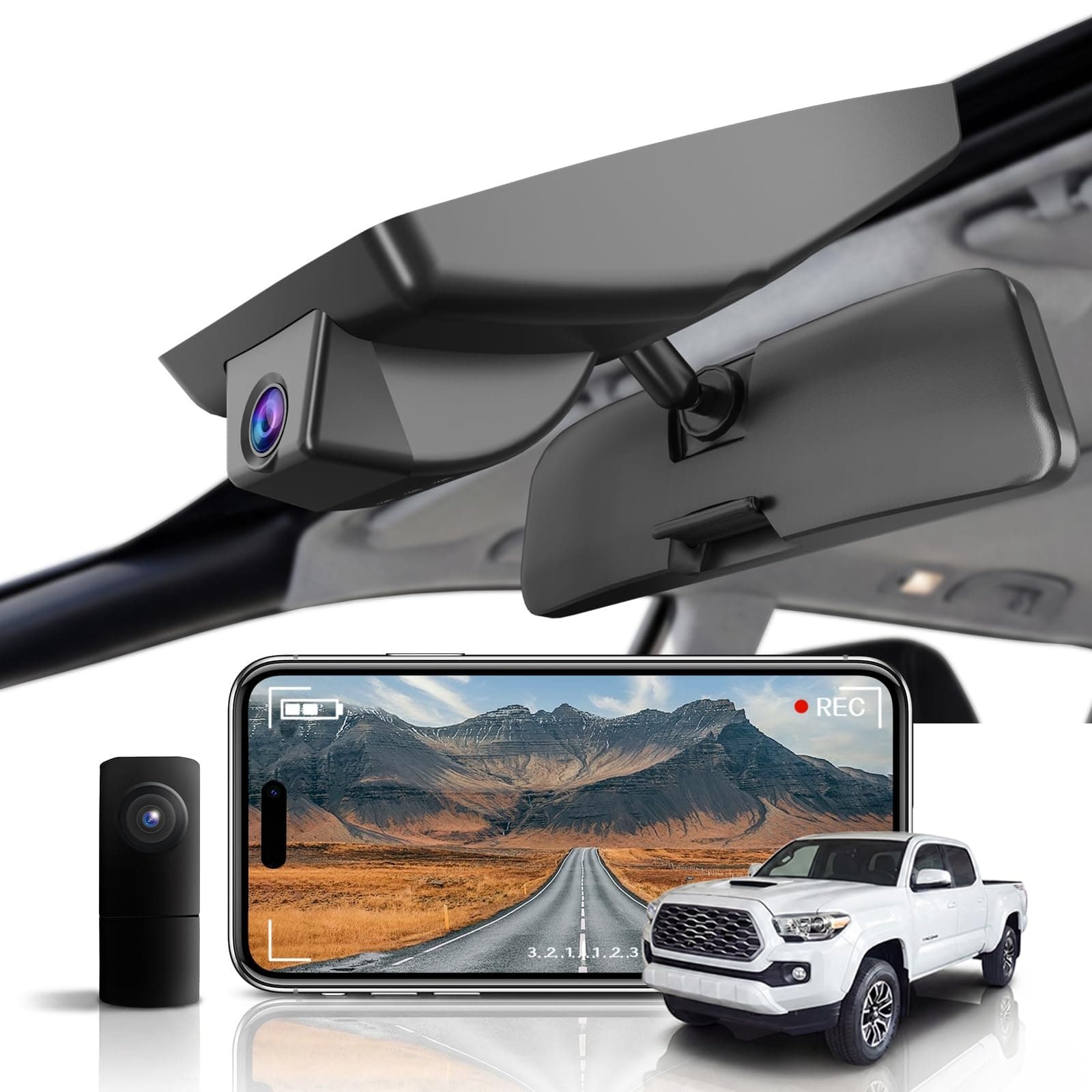 KBSYNT 4K Front 1080p Rear Dash Cam Toyota Tacoma 2018-2023
