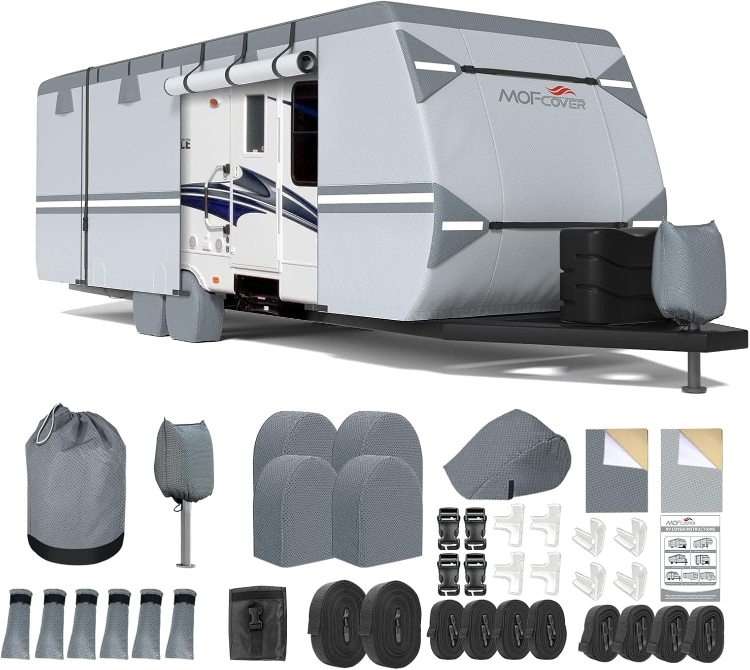 MOFCOVER 24-27 ft 9-Layer Waterproof Travel Trailer RV Cover