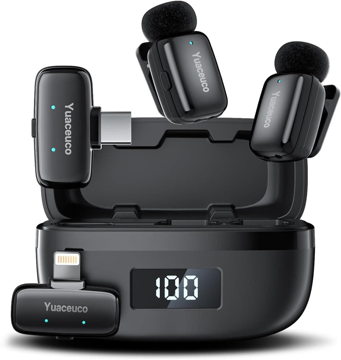 Yuaceuco MC228 Dual Wireless Lavalier Microphone USB-C Lightning