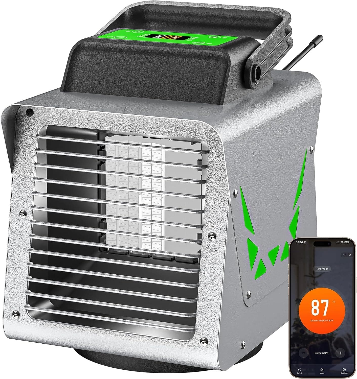 Kiroto 1500W Smart Greenhouse Heater WiFi App Thermostat Oscillating Portable