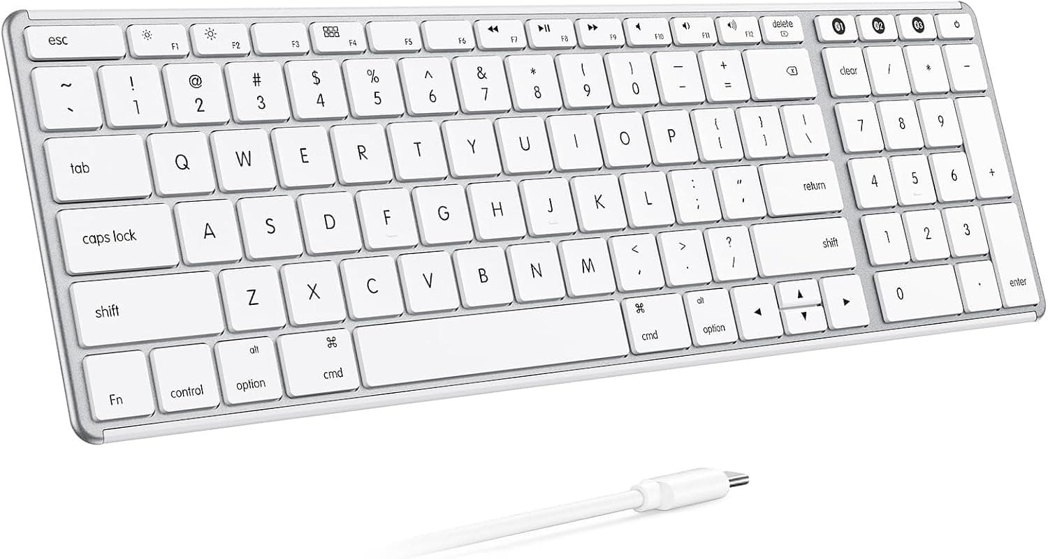 seenda SK64-2 Bluetooth Keyboard for Mac iPad 99 Keys USB-C White Silver