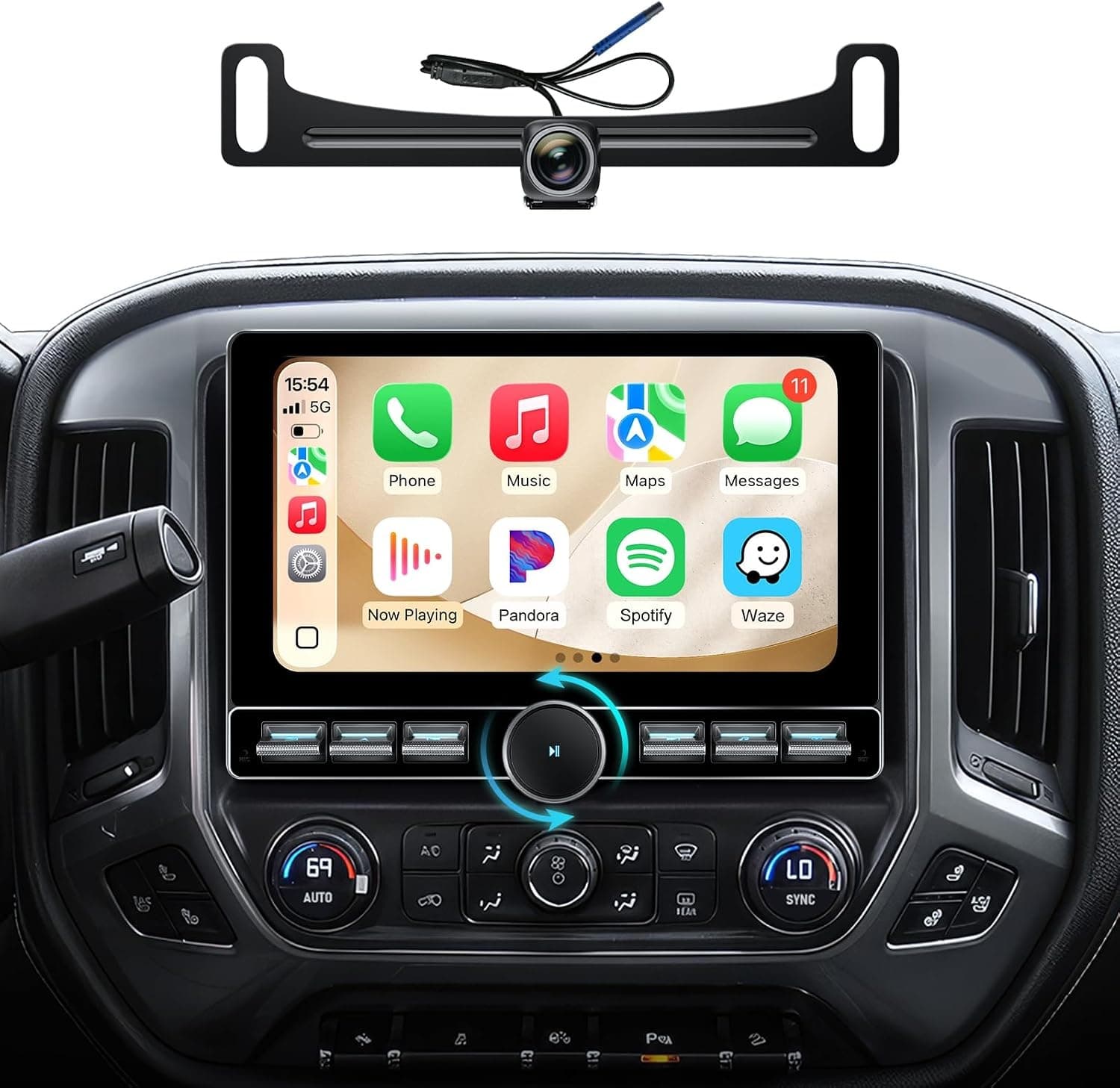 AINAVITO 10in CarPlay Stereo for Silverado Sierra 2014-2018 4+64GB Camera