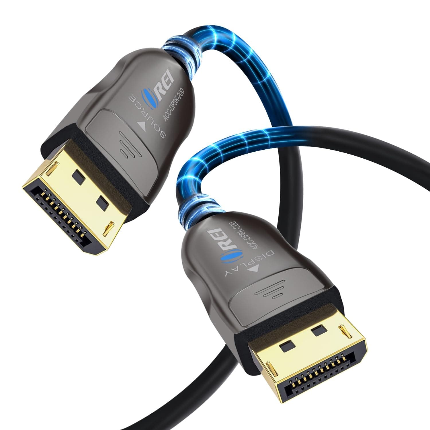 OREI 8K DisplayPort 2.0 Active Optical Cable 200ft 54Gbps AOC-DP8K-200