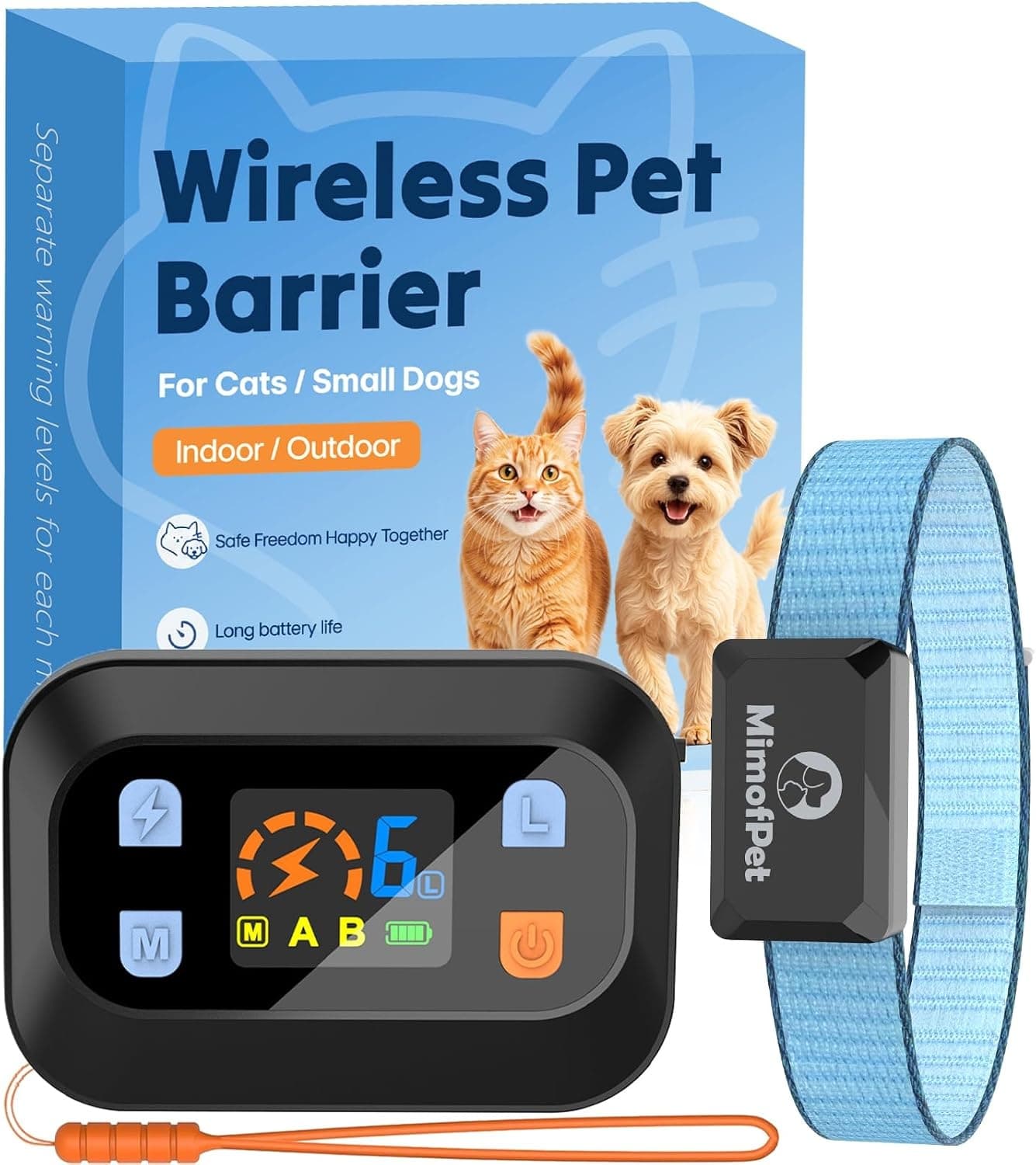 MIMOFPET Wireless Pet Barrier Cats Small Dogs 0.7-8.2ft Rechargeable